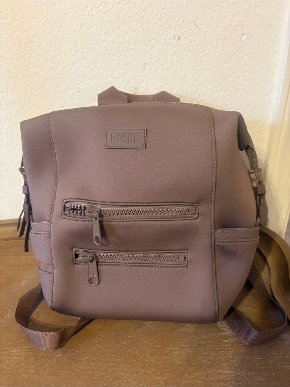 Dagne Dover Mauve Backpack with Front Zip Pockets
